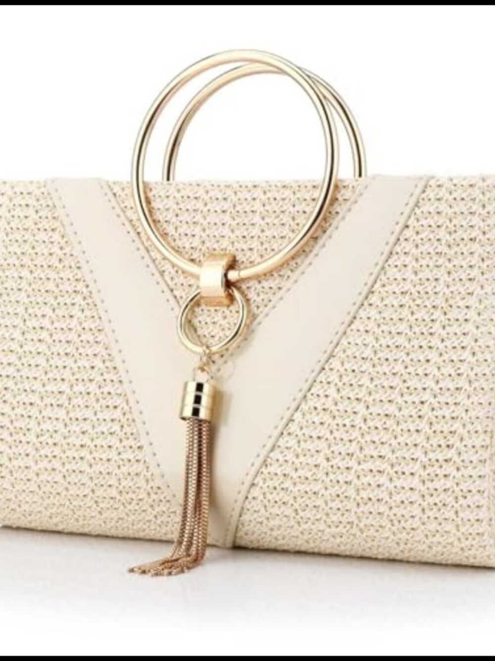 Straw Evening Bag Clutch Purse Hand-Woven Seagrass Detachable Chain 3-in-1